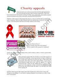 charity appeals esl worksheet by