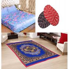florlal double bed sheet 2 door mats