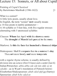 lecture 15 sonnets or all about cupid
