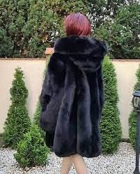 Luxury Black Fox Fur Full Jacket With