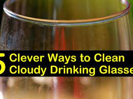clean cloudy drinking glasses