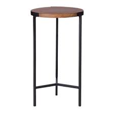 Round Black Finish Metal End Table