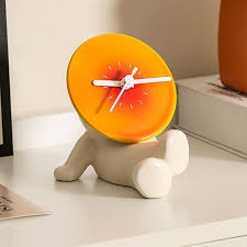 Ceramic White Orange Table Clock
