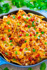 loaded skillet nachos with ground beef