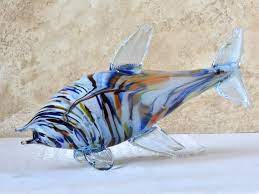 Vintage Multicolor Glass Fish Large 11