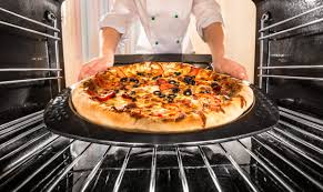 cooking pizza in a convection oven