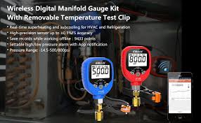 Elitech Pt 500 Pt 800 Wireless Refrigeration Digital Manifold Gauge Set Hvac A C Pressure Temperature Gauge With Removable Temperature Test Clip 1 8