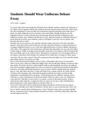 wear uniforms debate essay 1105 words