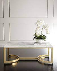 White Marble Rectangle Brass Base