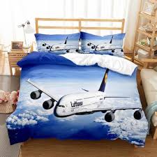 Airliner Airplane Blue Sky Print Duvet