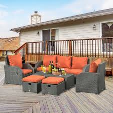 Outsunny 6pc Wicker Sectional Set