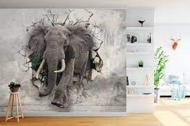 Broken Wall And Elephant Wallpaper 3d