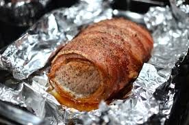 By wrapping it in bacon, it not only protects the pork but the bacon a moist and juicy cajun seasoned pork tenderloin wrapped in crispy bacon and glazed in an apricot dijon sauce! Bacon And Ginger Pork Loin Butteryum A Tasty Little Food Blog