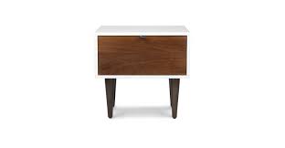 Minimal nightstand takes a modern turn in glossy white lacquer. Black White Wood Nightstand W 1 Drawer Envelo Article