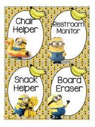 Minion Classroom Helpers Clip Chart Jobs Chart Editable