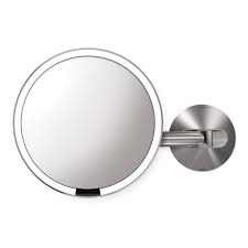 Simplehuman Wall Mount Lighted Sensor Activated Vanity Makeup Mirror In Brushed Stainless Steel St3002 The Home Depot