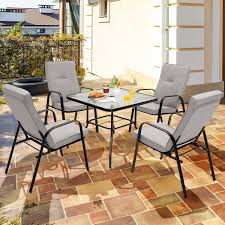 4 Patio Dining Stackable Chairs Set