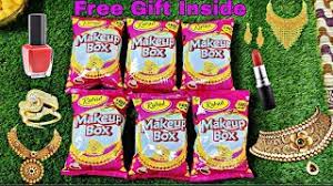 free gift inside makeup box snacks