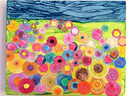 Kids Art Ideas Spiral Art Garden Collage