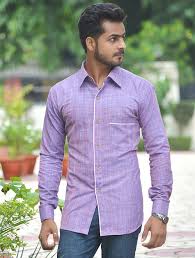 purple cotton khadi full sleeve shirt