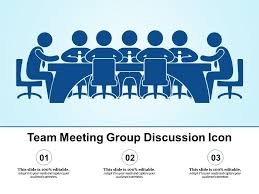 Team Meeting Group Discussion Icon Powerpoint Presentation