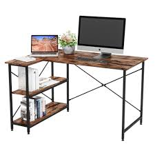 Likewise, punctuating your small space with this stable workstation desk can be a delight to your new finds and other valuable items. 17 Stories Computer Desk With Storage Shelves Under Desk Small L Shaped Corner Desk With Shelves 47 Inch Writing Desk Table With Storage Tower Shelf Home Office Desk For Small Spaces P2 Wood