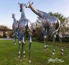 Modern Large Metal Giraffe Sculptures