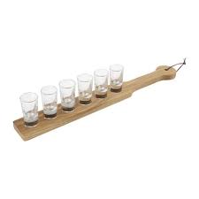 serving tray wood includes 6 shot