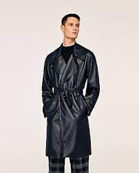 Zara Man Faux Leather Trench Coat Size