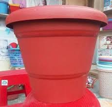 brown round kunda plastic flower pot