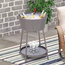 Round Wicker Outdoor Side Table
