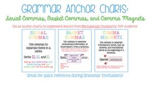 Grammar Anchor Charts Serial Commas Basket Commas And Comma Magnets