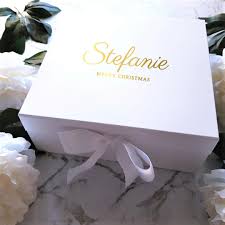 white ribbon gift box