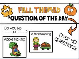 Fall Question Of The Day Pocket Chart Cards By