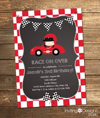 Race Car Birthday Invitation Boy Birthday Second Birthday First