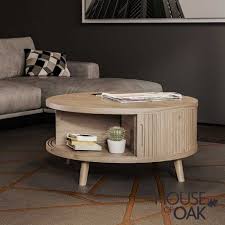Tambour Oak Round Coffee Table House