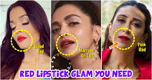 red lipstick glam makeup look