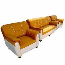 5 seater yellow wooden sofa set