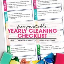 Simple Yearly Cleaning Checklist Free
