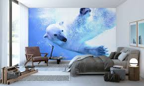 polar bear under water wallpaper mural