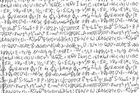 難解な数学の公式を書いた黒板の背景素材素