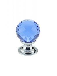 Bray Blue Glass Faceted Cupboard Knob