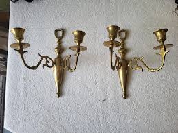 Vintage Brass 2 Arm Wall Sconce Candle