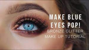 make blue eyes pop bronze glitter make