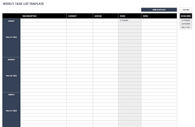 Student Schedule Template Xcel Free Weekly Templates For