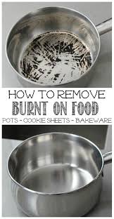 remove burnt residue from pots and pans