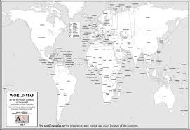 Map Of The World Black And White Labeled