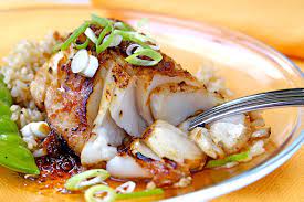 sauteed sablefish with ginger soy glaze