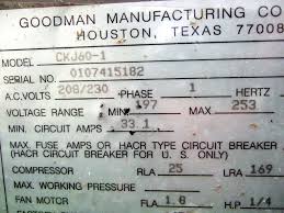Replacing and installing a goodman air conditioner system is something that needs to be done once the old unit is worn out. Air Conditioner Date Codes
