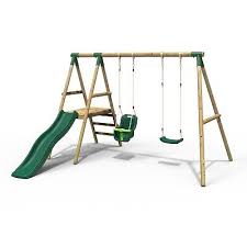 Re Bo Wooden Swing Set With Slide For